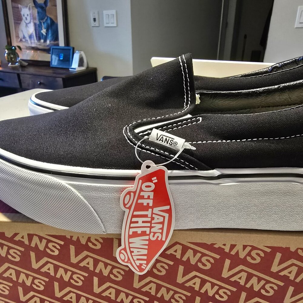 Vans Classic Slip-On Stackform Stacked Platform Shoe Black Mens 10 new